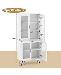 Gouun Tall Kitchen Pantry Cabinet with 4 Transparent Doors