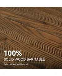 Tribesigns 3-Tier Solid Wood Bar Table, 47'' Industrial Home Bar Unit with Storage Shelves and Metal Rack with 5 hooks