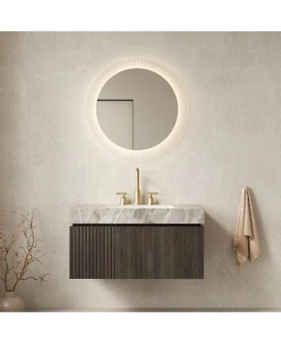 Sillysis Floating Bathroom Vanity With Italian Sintered Stone Top Plywood Cabinet 3 Hole Ceramic Sink Soft Close Storage Pre Assembled