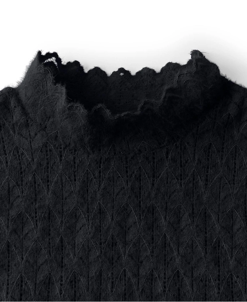 Lands' End Plus Long Sleeve Brushed Lace Mock Neck Top