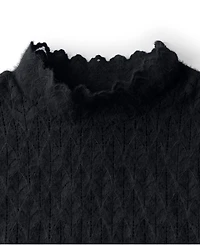 Lands' End Plus Long Sleeve Brushed Lace Mock Neck Top