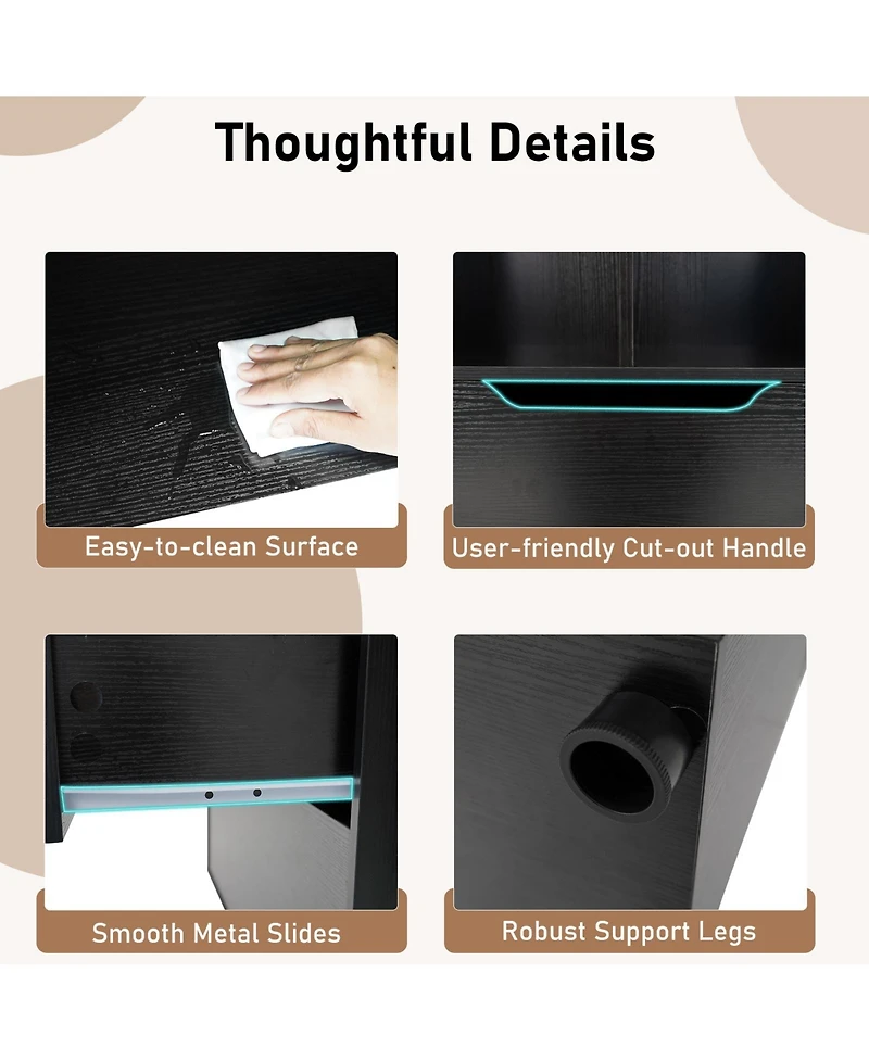 Gouun 5-Tier 4-Cube Bookcase with 2 Drawers, 27.5 x 13 x 51 in