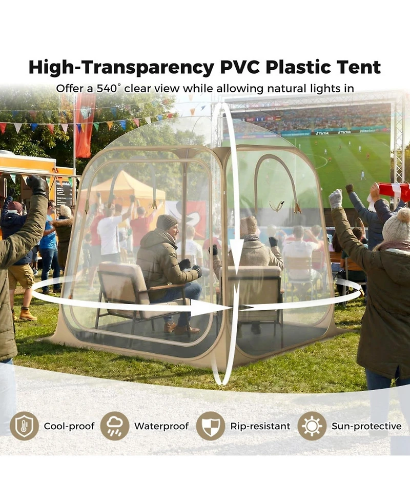 Gouun 7 x 7 Ft Clear Pop-Up Sports Tent Waterproof Bubble Pod with Sealed Floor