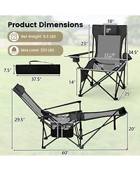 Gouun Reclining Camping Chair with Removable Footrest and 4-Position Backrest