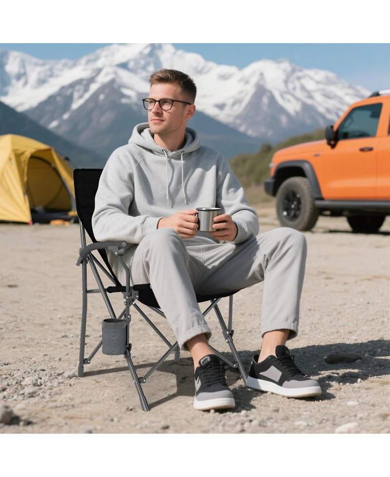 Gouun Folding Camping Chair with Cup Holder and Side Pocket