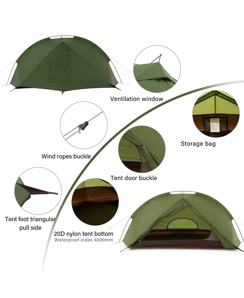 Naturehike 1-Person Ultralight backpacking Tent Weighs only 3.08 lb 20D Customized Waterproof perfect for and cycling tours