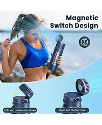 Yescom 24oz IP67 Vacuum Insulated Water Bottle with Fan , Outdoor Sport Stainless Steel Coffee Tumbler for Rv Camper