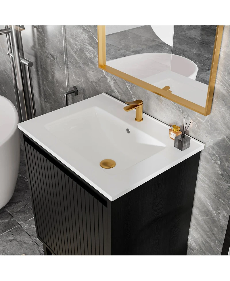 Sillysis Inch Bathroom Vanity Cabinet, Modern Mdf Storage, Sink Not Included
