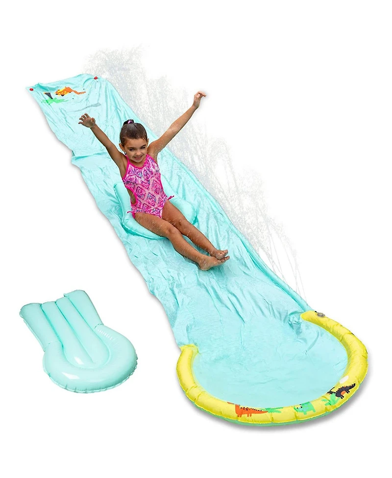 Hoovy Giant 16 Foot Kids Backyard Water Splash Slip and Slide Toy with Bodyboard