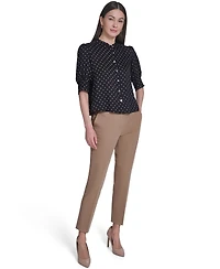 Tommy Hilfiger Women's Collared Ruffle Neck Blouse