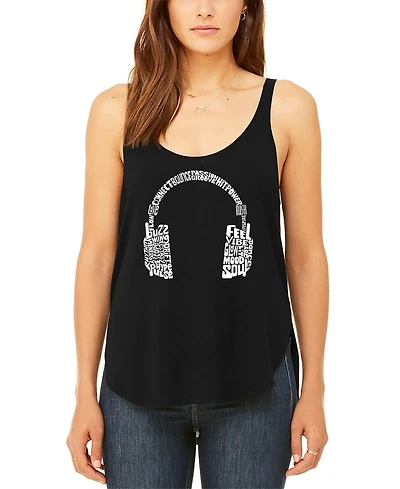 La Pop Art Women's Mood Headphones Premium Word Flowy Tank Top