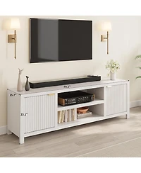 gaomon Fluted Tv Stand for 75plus Inch, Modern Entertainment Center with 2-Tier Storage & Adjustable Shelves, Media Console Cabinet