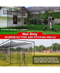 Aoligeijs Baseball Softball Batting Cage Net with Realistic Catcher, Net Only, Backyard Practice Batting Cage Net, Heavy Duty Multi-Purpose Sports Net