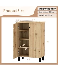 Gouun 4-Tier Shoe Cabinet with 2 Doors and Removable Shelves