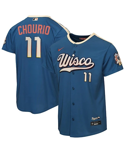 Nike Big Boys and Girls Jackson Chourio Blue Milwaukee Brewers 2026 City Connect Stadium Jersey