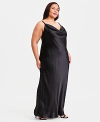Morgan & Company Trendy Plus Cowlneck Satin Gown
