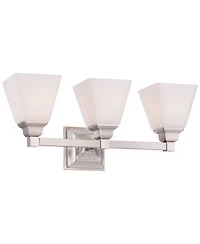 Mencino-Opal Wall Mount Light Satin Nickel Silver Metal Hardwired 20" Wide 3-Light Fixture Etched White Glass Shade for Bathroom Vanity Mirror House H