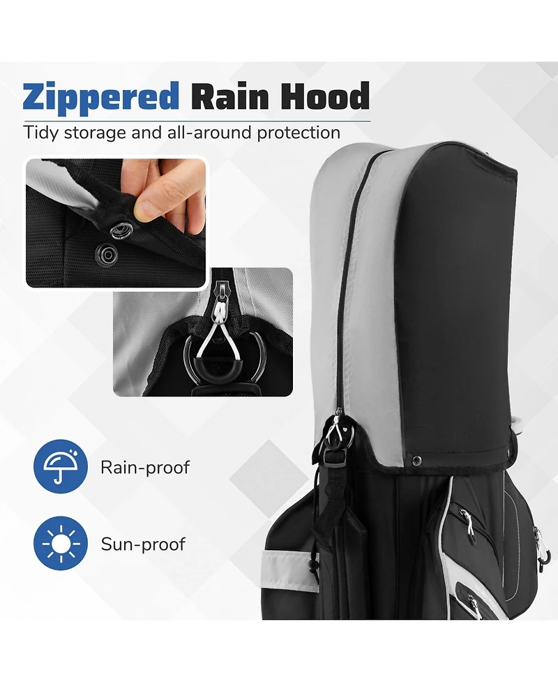 Gymax Golf Cart Bag Molded Lock Top Golf Bag w/14-Way Full Length Dividers 11 Pockets