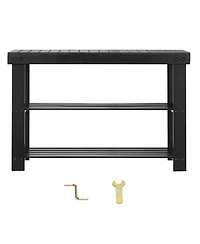 Gouun 3-Tier Bamboo Shoe Rack Bench,286 lbs Capacity