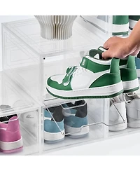 Gouun Stackable Clear Shoe Organizer Boxes with Magnetic Door, 6 Pack, Us Size 13