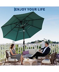 gaomon 10Ft 3-Tier Patio Umbrella, Outdoor Table Umbrella with Vents, Easy Crank and Push Button Tilt, Market 8 Sturdy Ribs for Pool