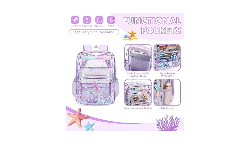 Urbanmax Clear Backpack for School Girls, Heavy Duty Tpu Transparent Backpack Stadium Events Approved, Clear Bookbag