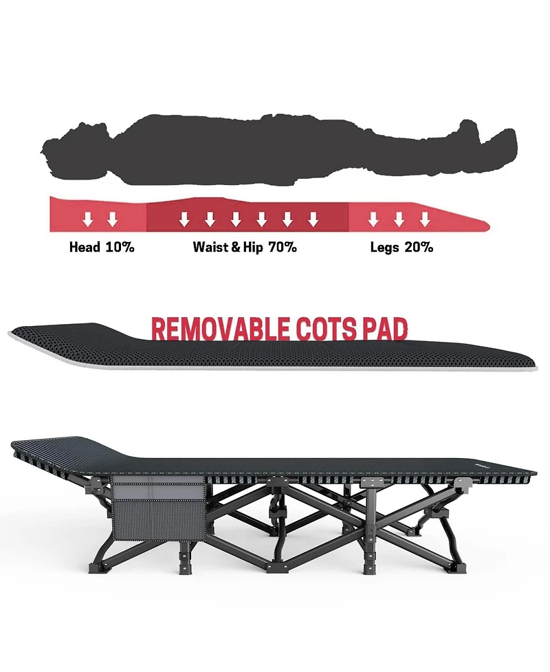 Gnuadz Camping Cot Folding Bed with Cushion Carry Bag 450Lbs Camping Outdoor Recreation Gear