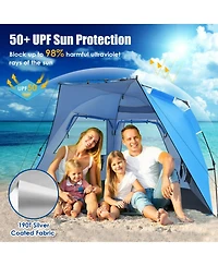 Gouun 3-4 Person Pop-Up Beach Tent with Upf 50+ Protection and Front Porch