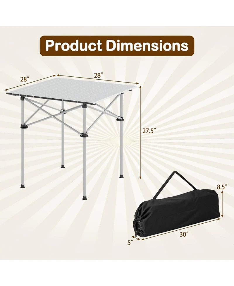 Gouun Folding Roll-Up Aluminum Camping Table with Carry Bag