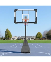 Mecale Portable Basketball Hoop, 8.04-10 ft Height Adjustable Stand with 44" Pc Backboard, Outdoor/Indoor Goal System