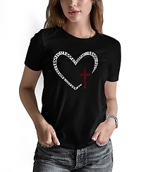 La Pop Art Women's Blessed Heart Word Pullover Top