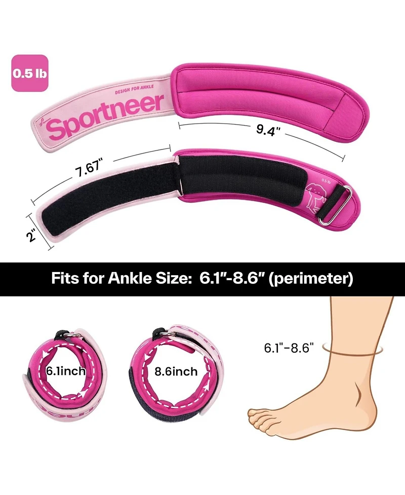Sportneer Ankle Pair Adjustable Wrist Leg Arm Weights for Women Men Kids Jogging Running Walking Fitness Gym Workout