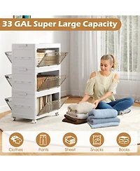 Gouun 33 Gal 3-Pack Stackable Plastic Storage Bins with Lid, 21 x 13 x 35.5 in