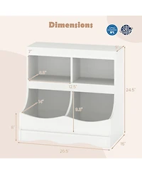 Gouun 4-Cubby Kids Bookcase and Toy Organizer with Spacious Countertop