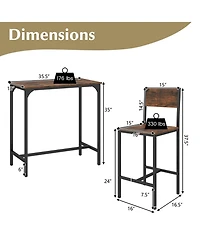 Sugift 3 Piece Bar Table Set with Backrest and Footrest for Small Space