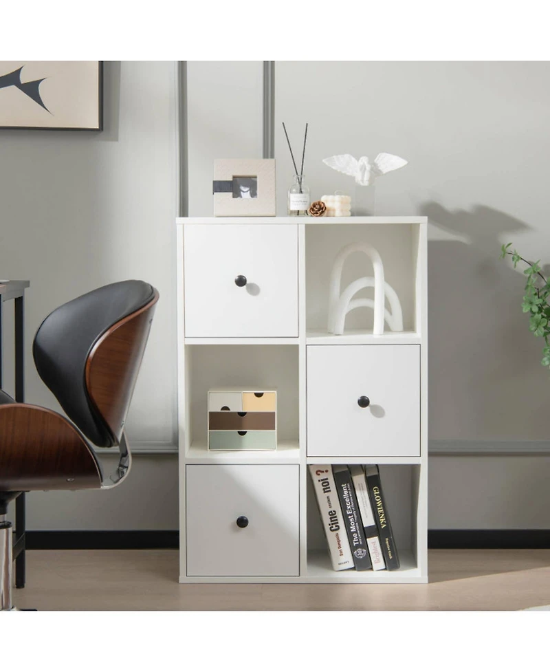 Gouun 3-Tier Cube Bookshelf with Drawers and Wall Anchor