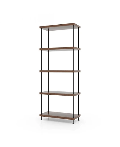 Gouun Tall 5-Tier Bookshelf with Metal Frame and Adjustable Foot Pads