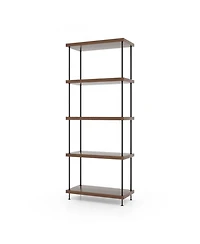 Gouun Tall 5-Tier Bookshelf with Metal Frame and Adjustable Foot Pads