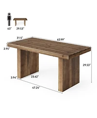 Tribesigns 63" Solid Wood Home Office Desk, Farmhouse Large Executive Computer Desk with Sturdy Wooden Legs, Study Writing Table Business Workstation