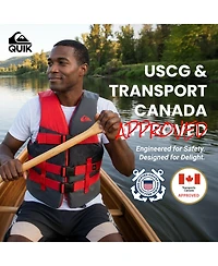 Quiksilver Uscg Approved Men's Life Vest, Light-Weight Epe Foam, Three Belts with Quick-Release Buckles and D-Ring for Fishing Boating