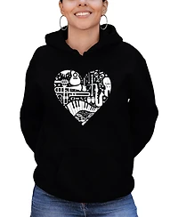 La Pop Art Women's Musical Instrument Heart Word Hooded Sweatshirt