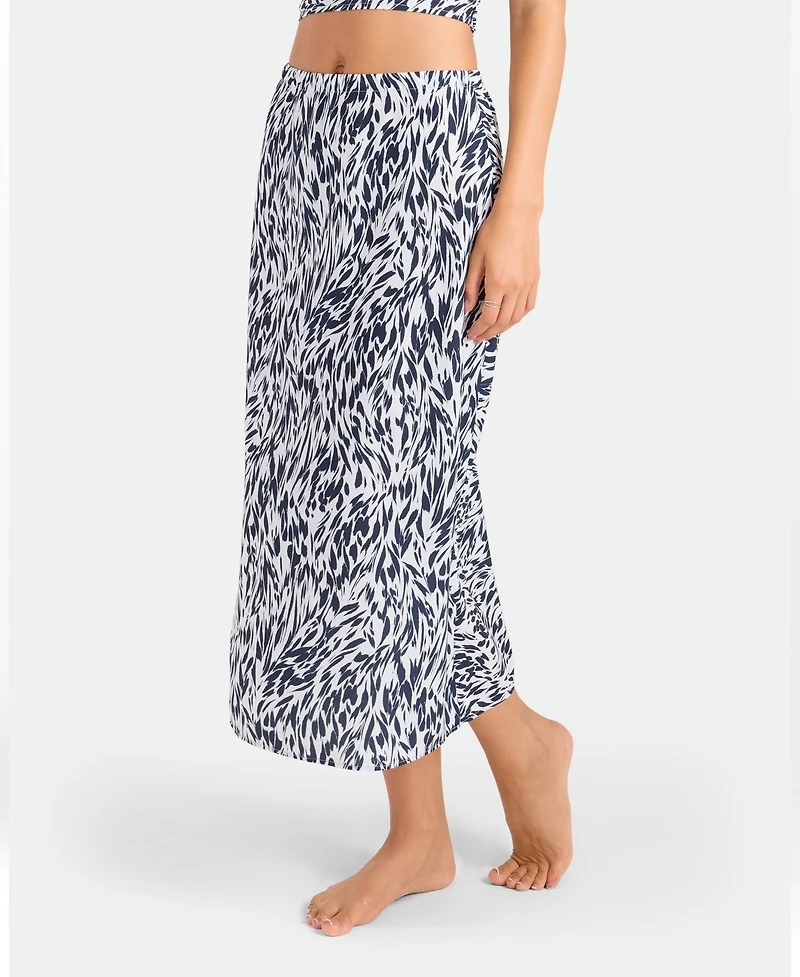 Volcom Women's Abstract Print Midi Swim Cover-Up Skirt