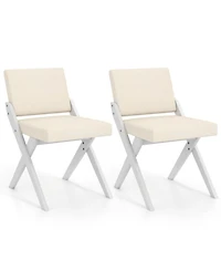 Gouun Set of 2 Wooden Dining Chairs with Rubber Wood Frame and Padded Cushions
