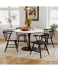 Gouun Set of 2 Mid-Century Windsor Dining Chairs with Spindle Back and Armrests