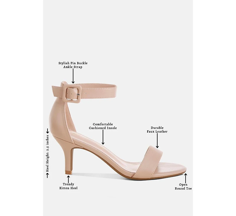 Feruda Faux Leather Kitten Heel Sandals