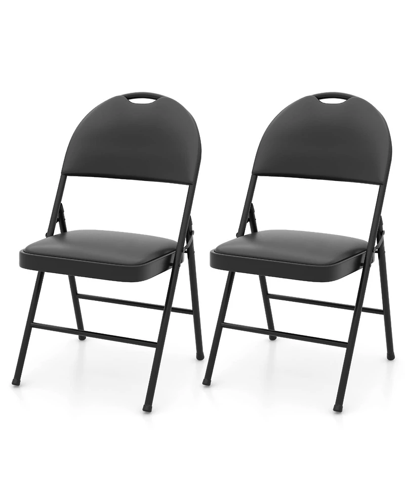 Gouun 2-Pack Padded Folding Chairs with Metal Frame and Carry Handle