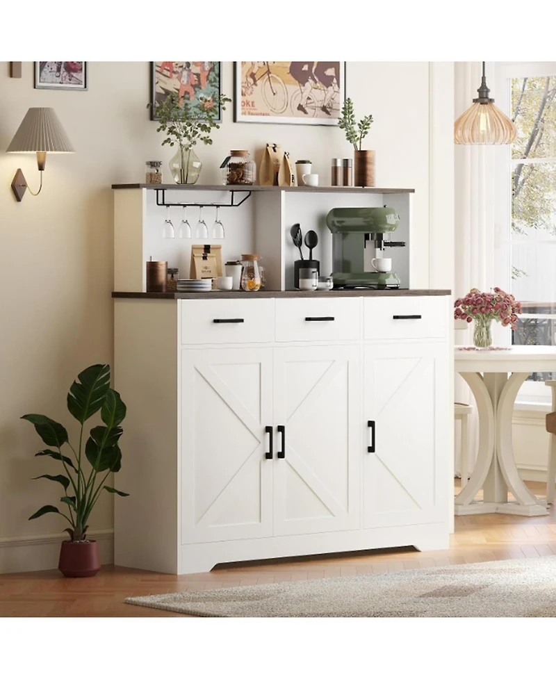 gaomon Farmhouse Sideboard Buffet with Microwave Stand,Varied Storage with Drawers