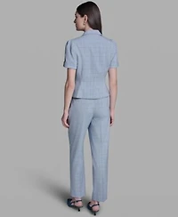 Bcbg Womens Notch Collar Jacket High Rise Wide Leg Pants