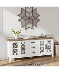Gaomon Farmhouse Tv Stand, Entertainment Center for 75 Inch Tv, Media Console Tablefor Living Room, Bedroom, Grey