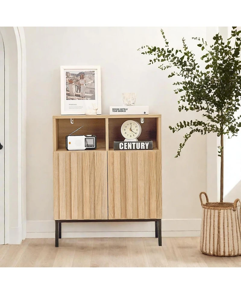 gaomon Buffet Cabinet Sideboard with Adjustable Shelves and Iron Legs Modern Industrial Storage Accent